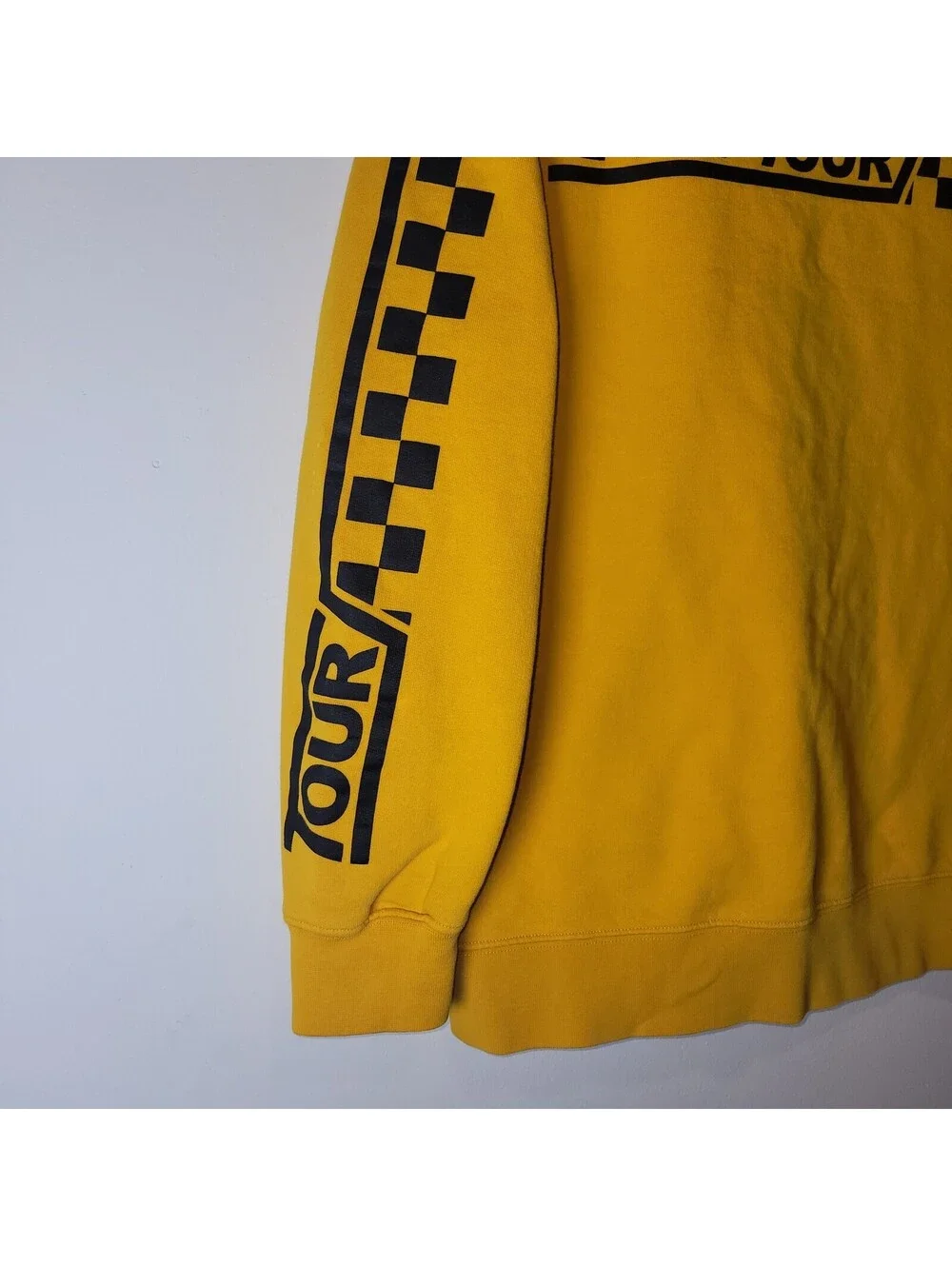 Justin Bieber Purpose Tour Sweatshirt Mens Medium Yellow Checkerboard